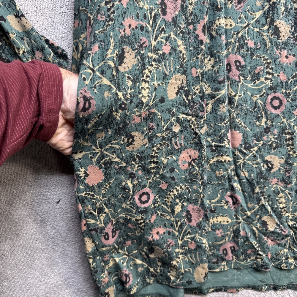 Peruvian Connection Green Floral Long Sleeve Knit Dress with Pockets Women's XL‎ - Picture 8 of 10